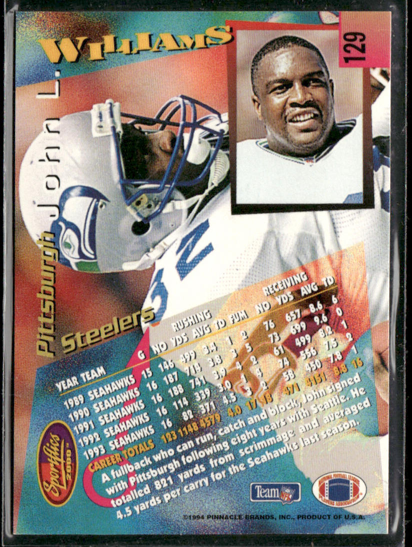 John L. Williams 1994 Sportflics #129 Seattle Seahawks