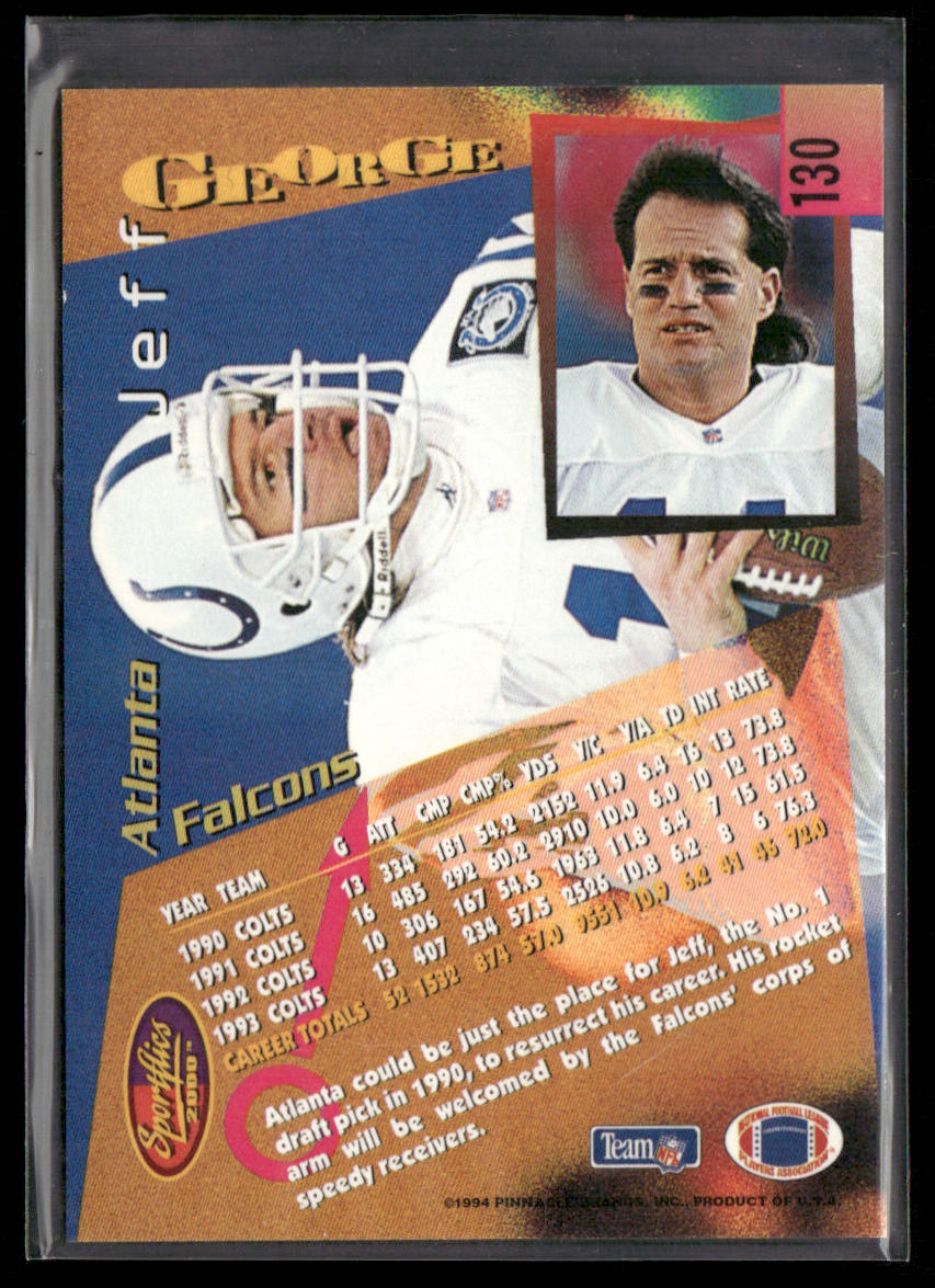 Jeff George 1994 Sportflics #130 Atlanta Falcons