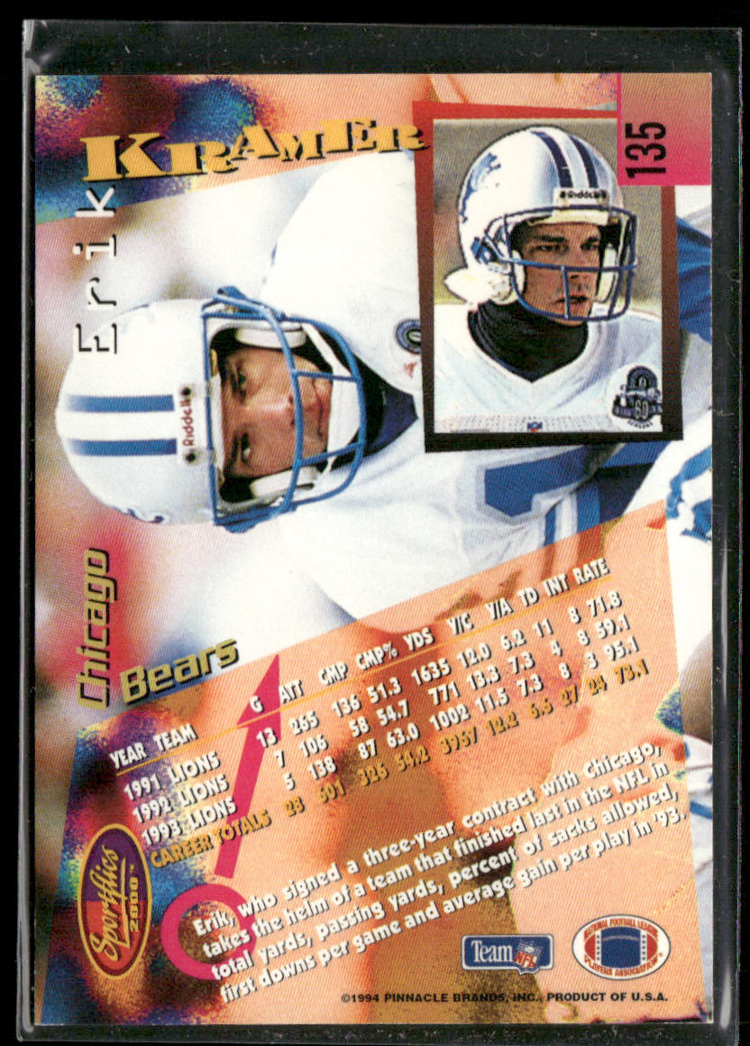 Erik Kramer 1994 Sportflics #135 Chicago Bears