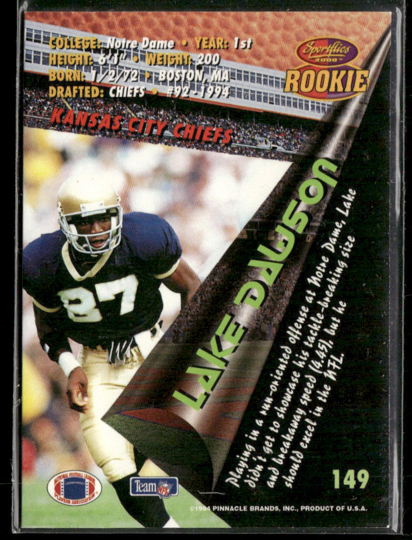 Lake Dawson 1994 Sportflics #149 RC Kansas City Chiefs