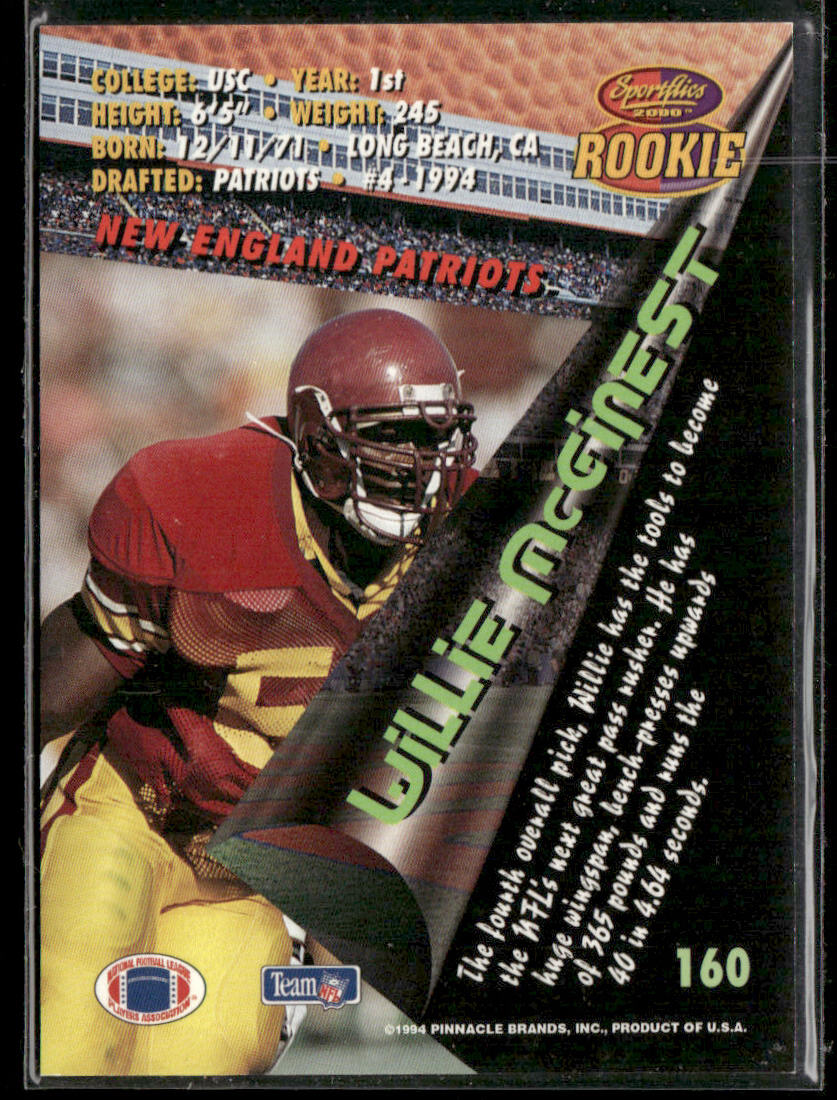 Willie McGinest 1994 Sportflics #160 RC New England Patriots