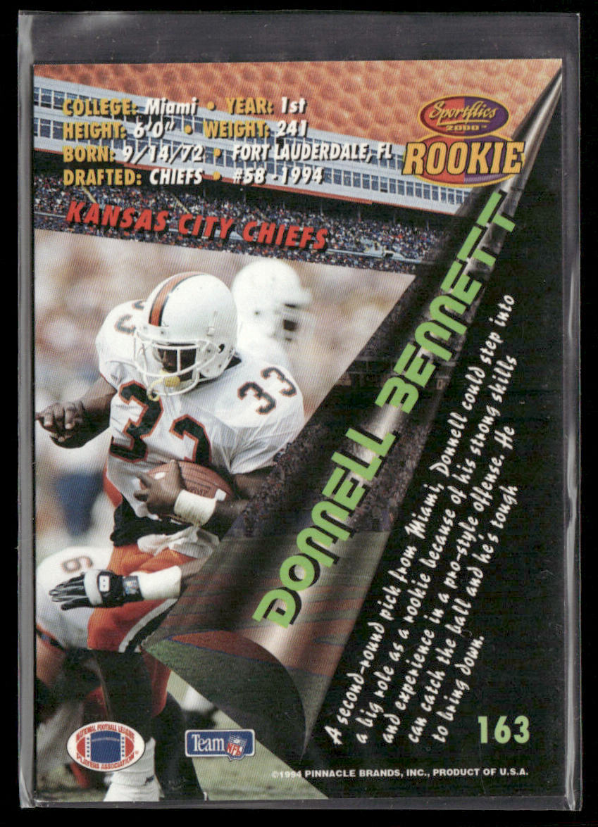 Donnell Bennett 1994 Sportflics #163 RC Kansas City Chiefs