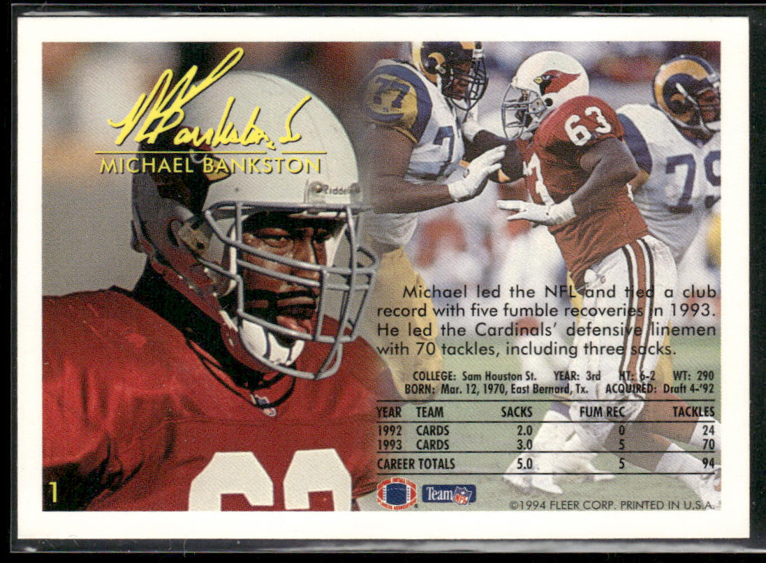 Michael Bankston 1994 Fleer #1 Arizona Cardinals