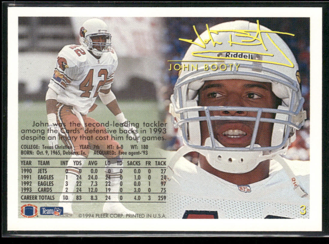John Booty 1994 Fleer #3 Arizona Cardinals