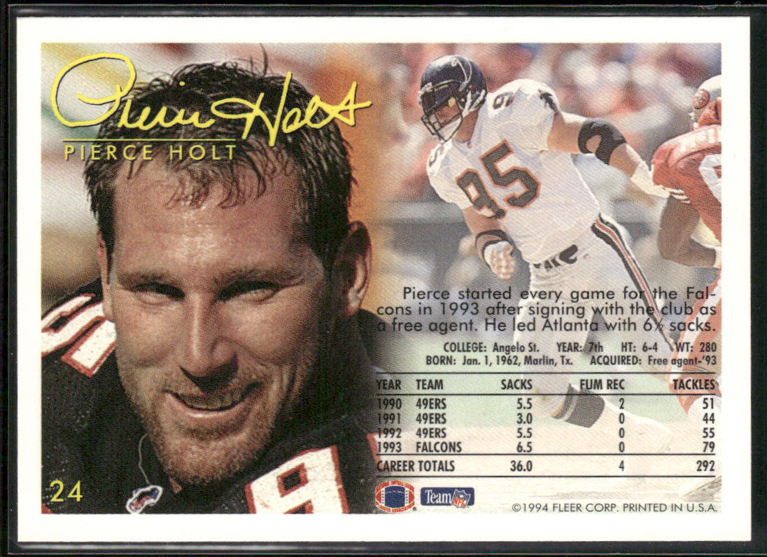 Pierce Holt 1994 Fleer #24 Atlanta Falcons