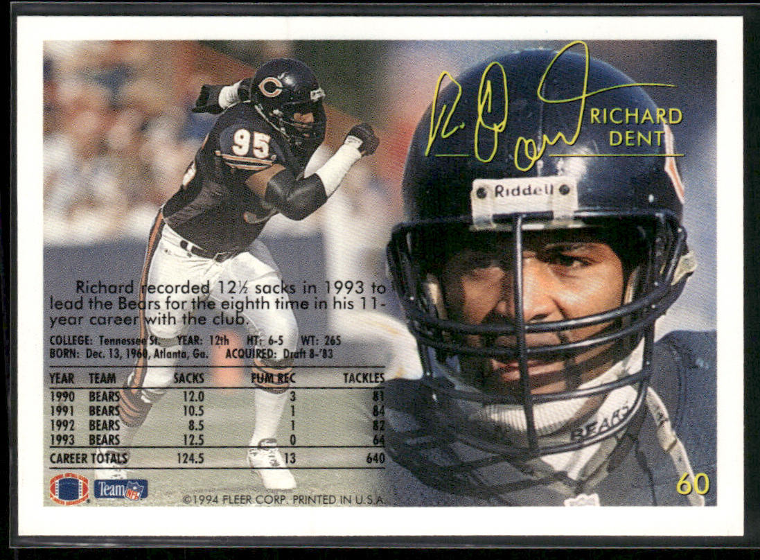 Richard Dent 1994 Fleer #60 Chicago Bears