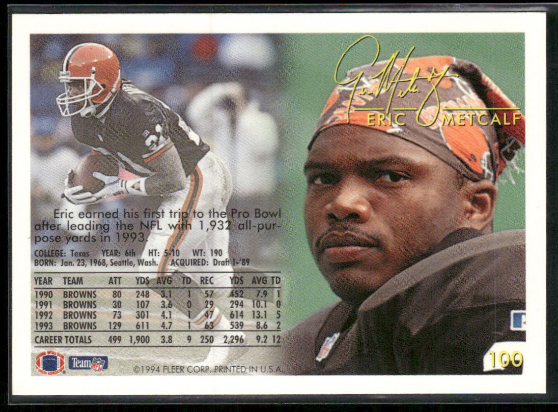 Eric Metcalf 1994 Fleer #100 Cleveland Browns