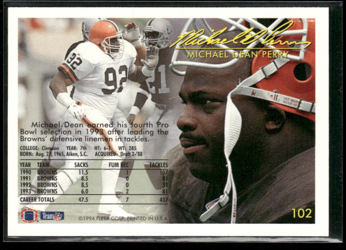 Michael Dean Perry 1994 Fleer #102 Cleveland Browns