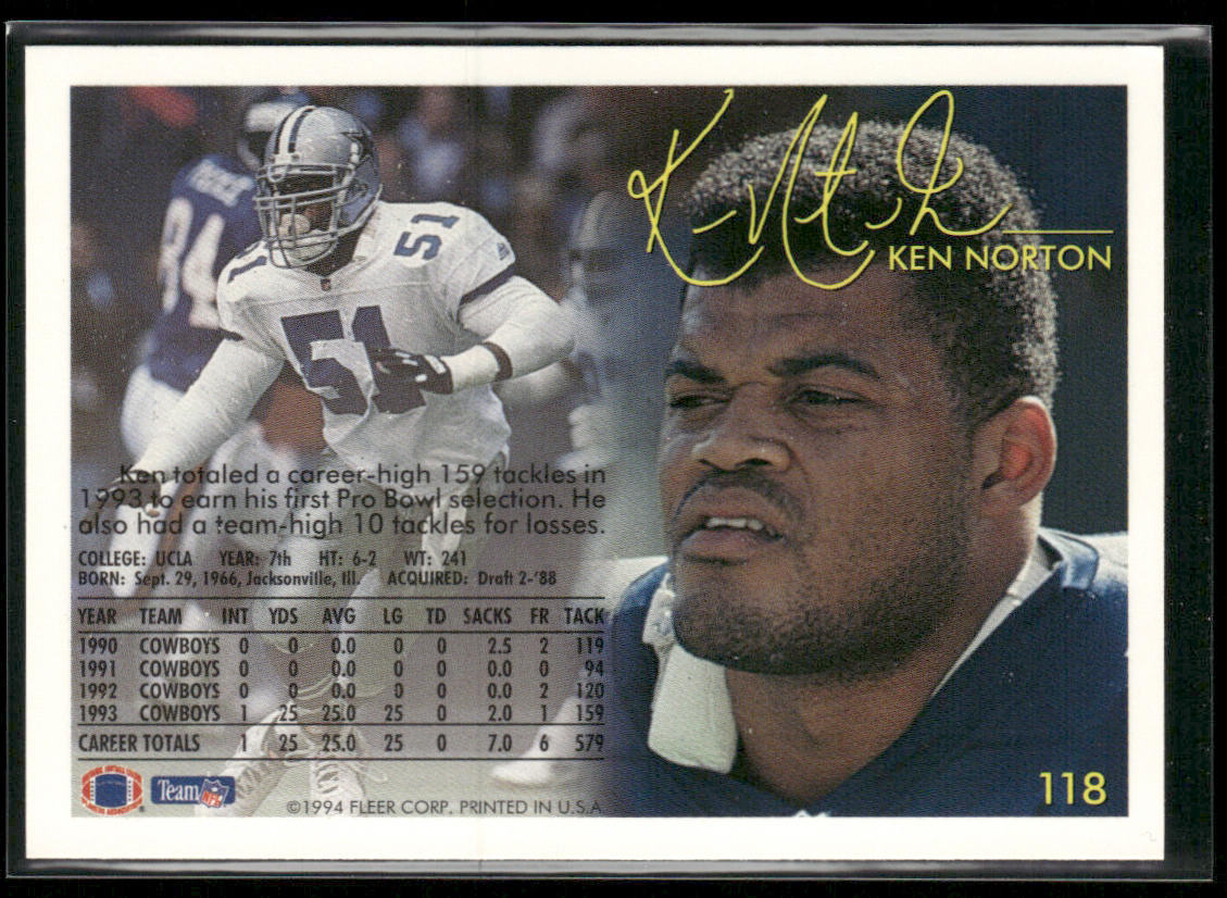 Ken Norton 1994 Fleer #118 San Francisco 49ers