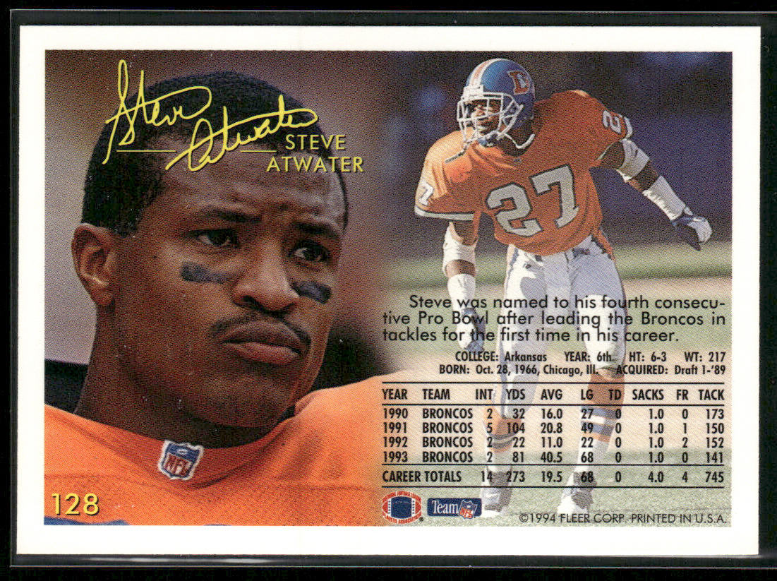 Steve Atwater 1994 Fleer #128 Denver Broncos