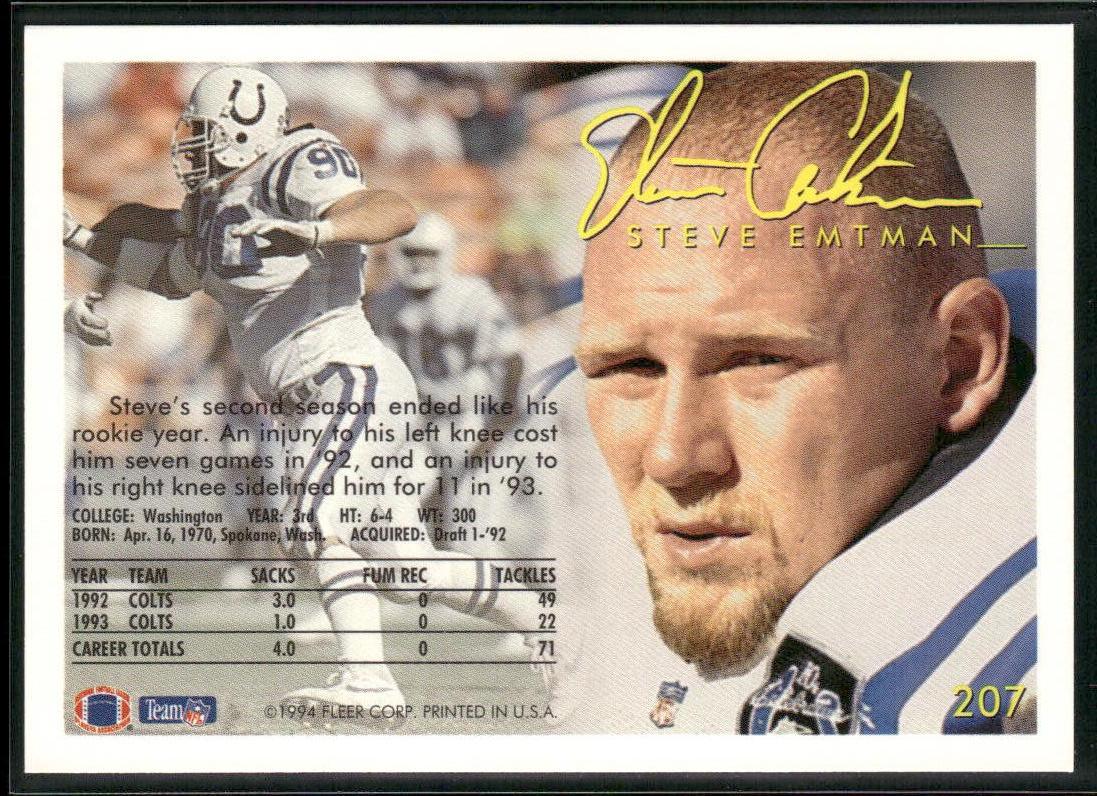 Steve Emtman 1994 Fleer #207 Indianapolis Colts