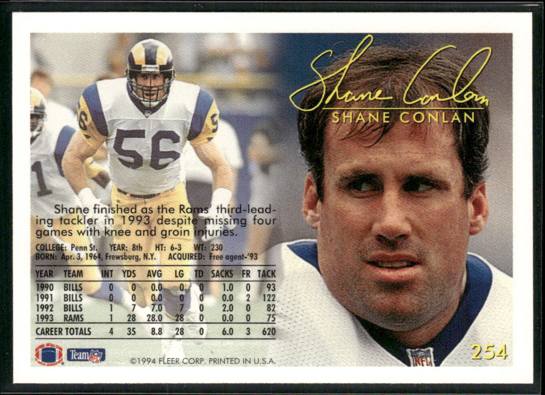 Shane Conlan 1994 Fleer #254 Los Angeles Rams