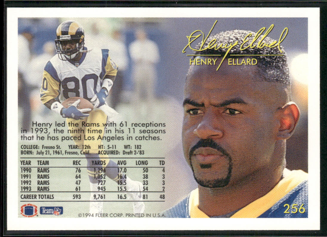 Henry Ellard 1994 Fleer #256 Washington Redskins