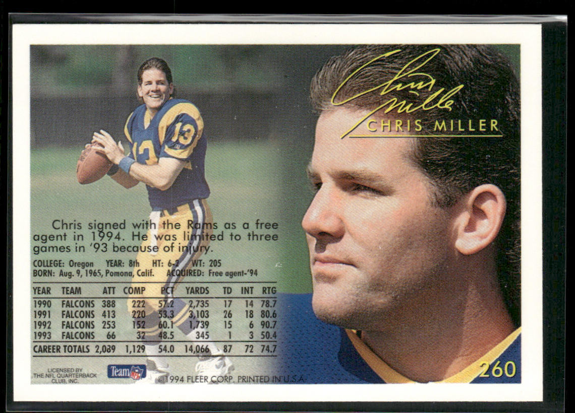 Chris Miller 1994 Fleer #260 Los Angeles Rams