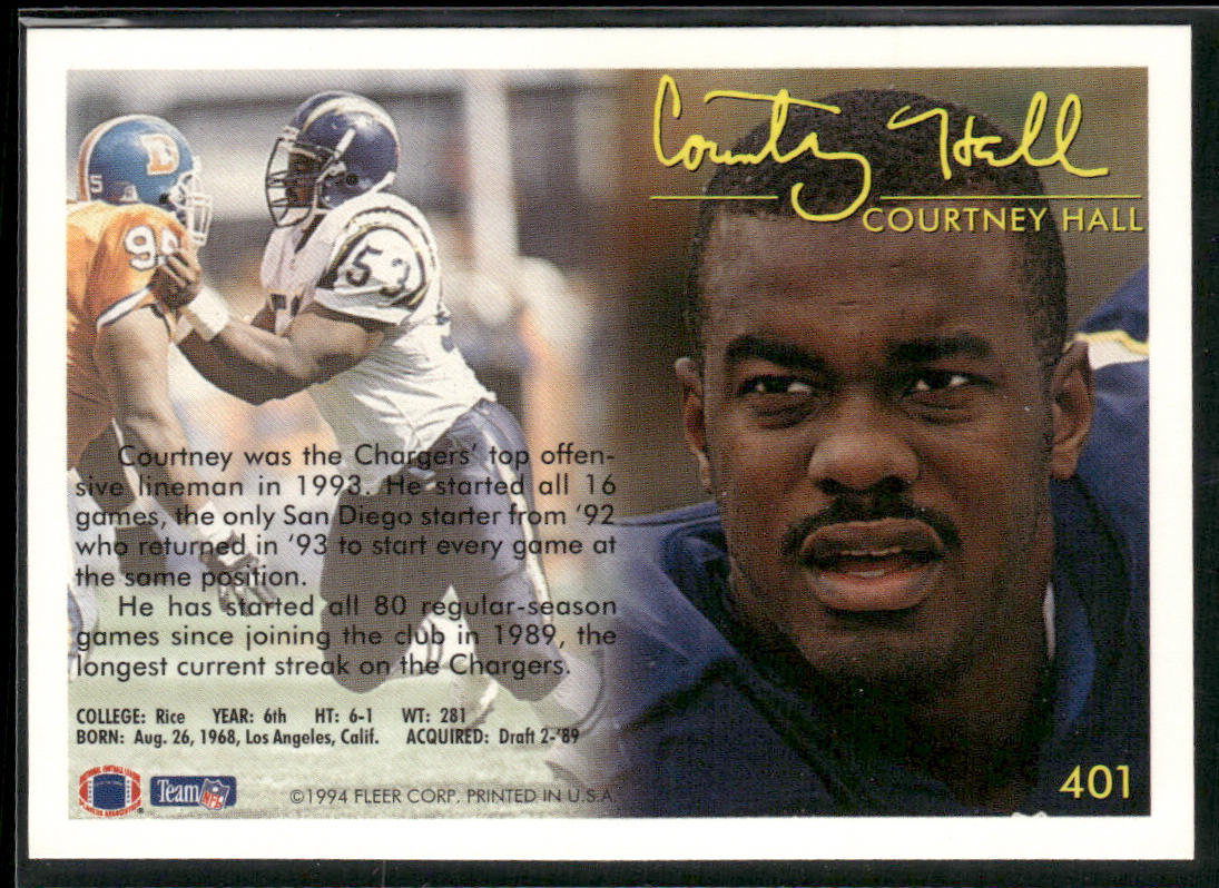 Courtney Hall 1994 Fleer #401 San Diego Chargers