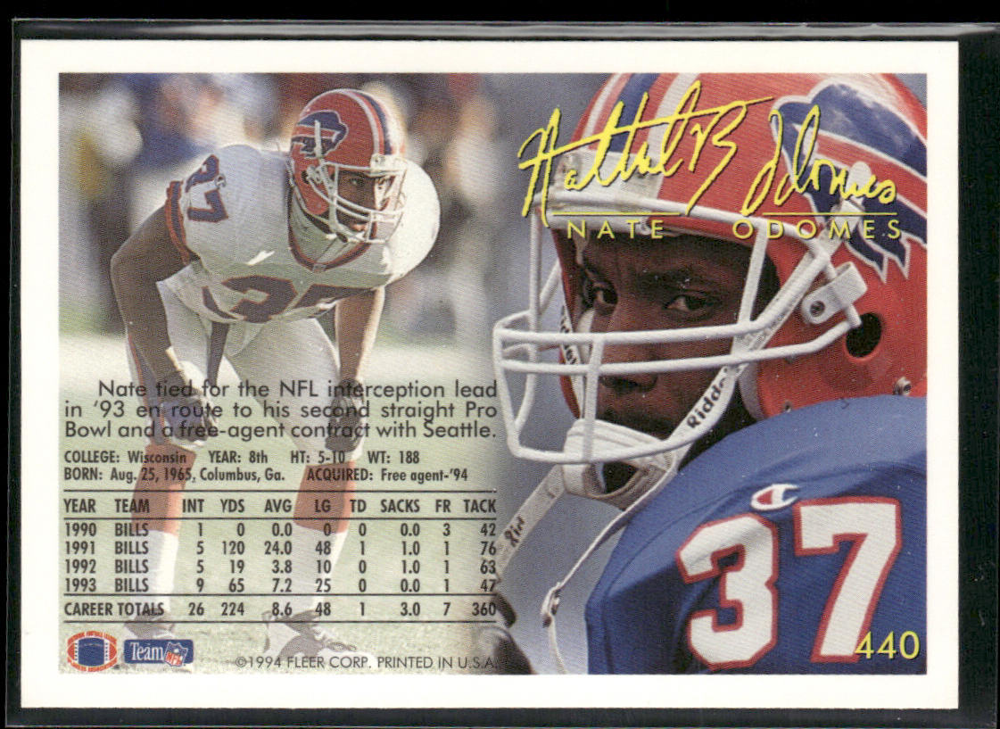 Nate Odomes 1994 Fleer #440 Seattle Seahawks