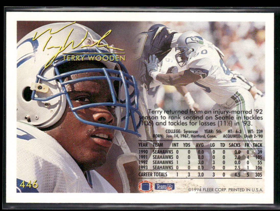 Terry Wooden 1994 Fleer #446 Seattle Seahawks