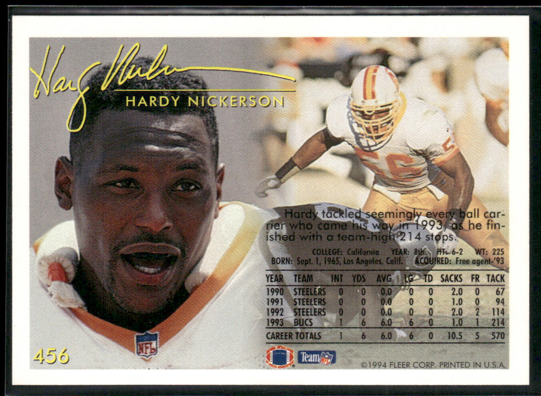 Hardy Nickerson 1994 Fleer #456 Tampa Bay Buccaneers