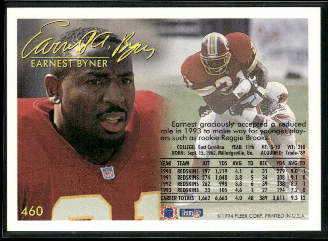 Earnest Byner 1994 Fleer #460 Cleveland Browns