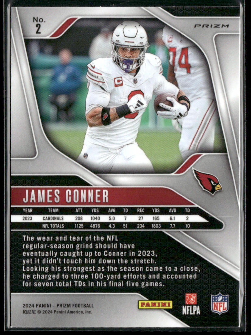 James Conner 2024 Panini Prizm Pink Pulsar #2 Arizona Cardinals