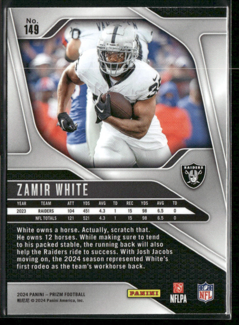 Zamir White 2024 Panini Prizm #149 Las Vegas Raiders