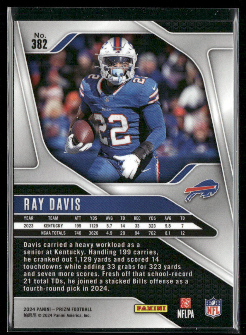 Ray Davis 2024 Panini Prizm #382 RC Buffalo Bills