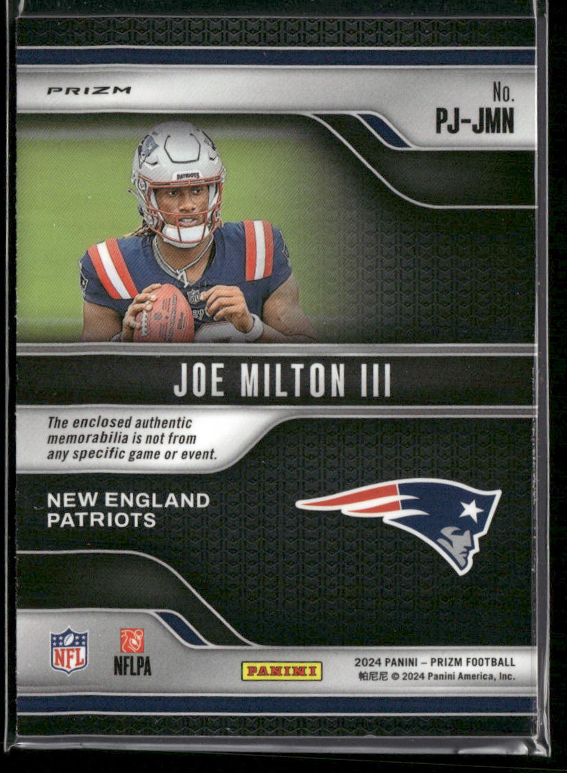 Joe Milton III 2024 Panini Prizm Premier Jerseys Pink #PJ-JMN MEM Patriots