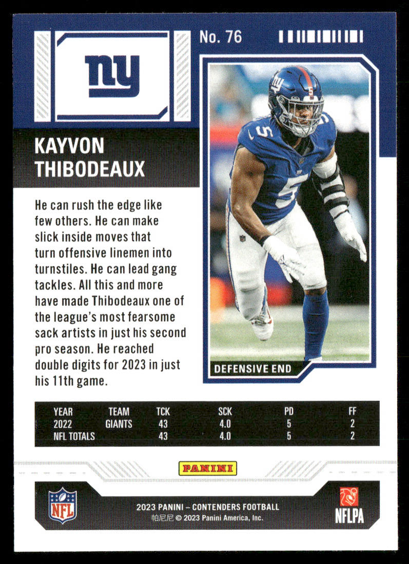 Kayvon Thibodeaux 2023 Panini Contenders Season Ticket Retail #76