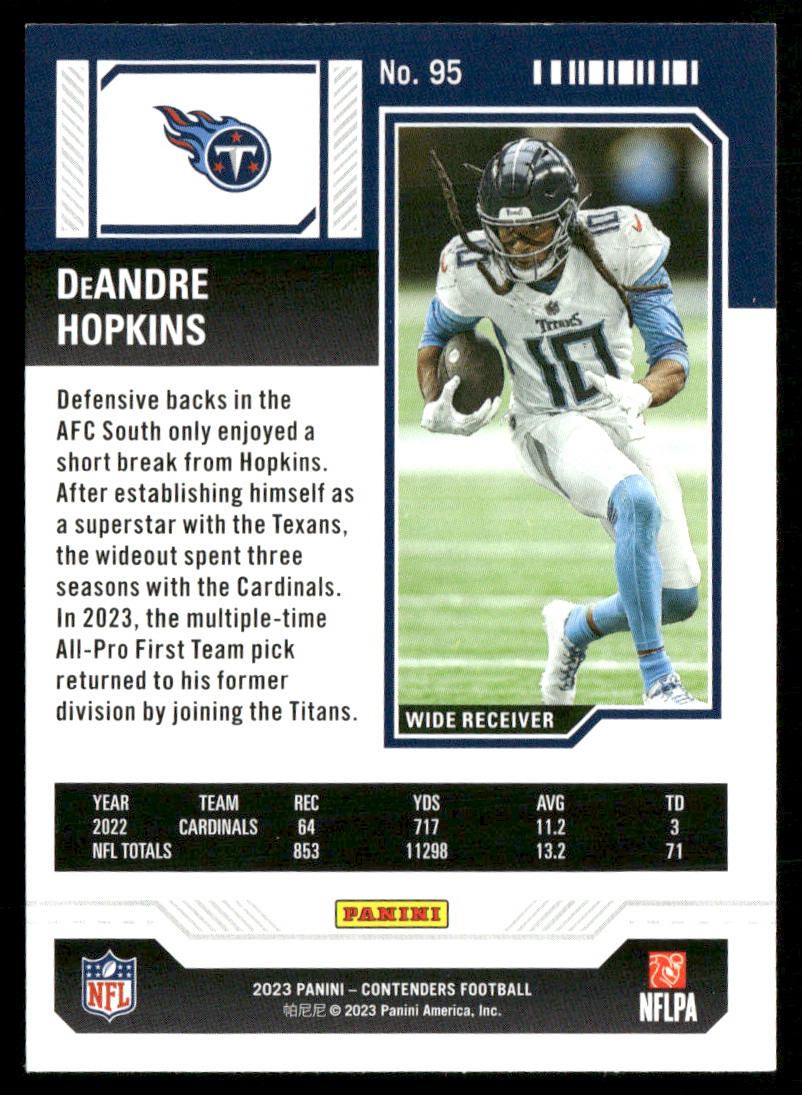 DeAndre Hopkins 2023 Panini Contenders Season Ticket Retail #95 Tennessee Titans
