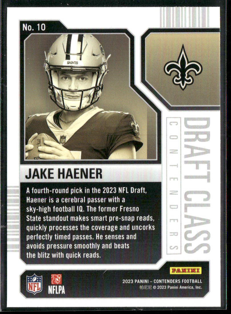 Jake Haener 2023 Panini Contenders Draft Class Contenders #10 New Orleans Saints