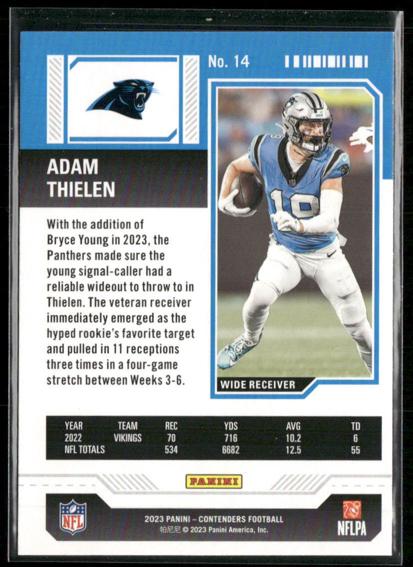 Adam Thielen 2023 Panini Contenders Game Ticket Red #14 Carolina Panthers