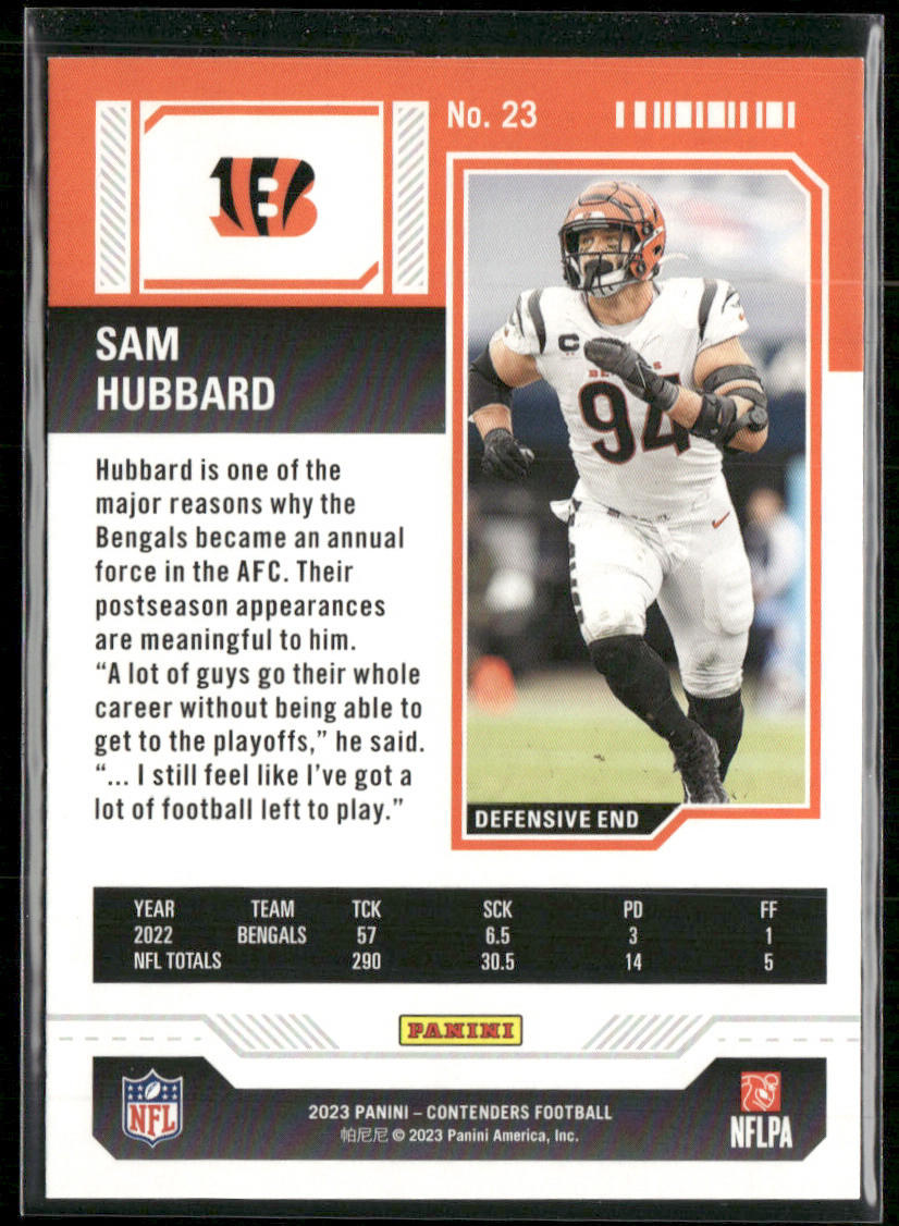 Sam Hubbard 2023 Panini Contenders Game Ticket Red #23 Cincinnati Bengals