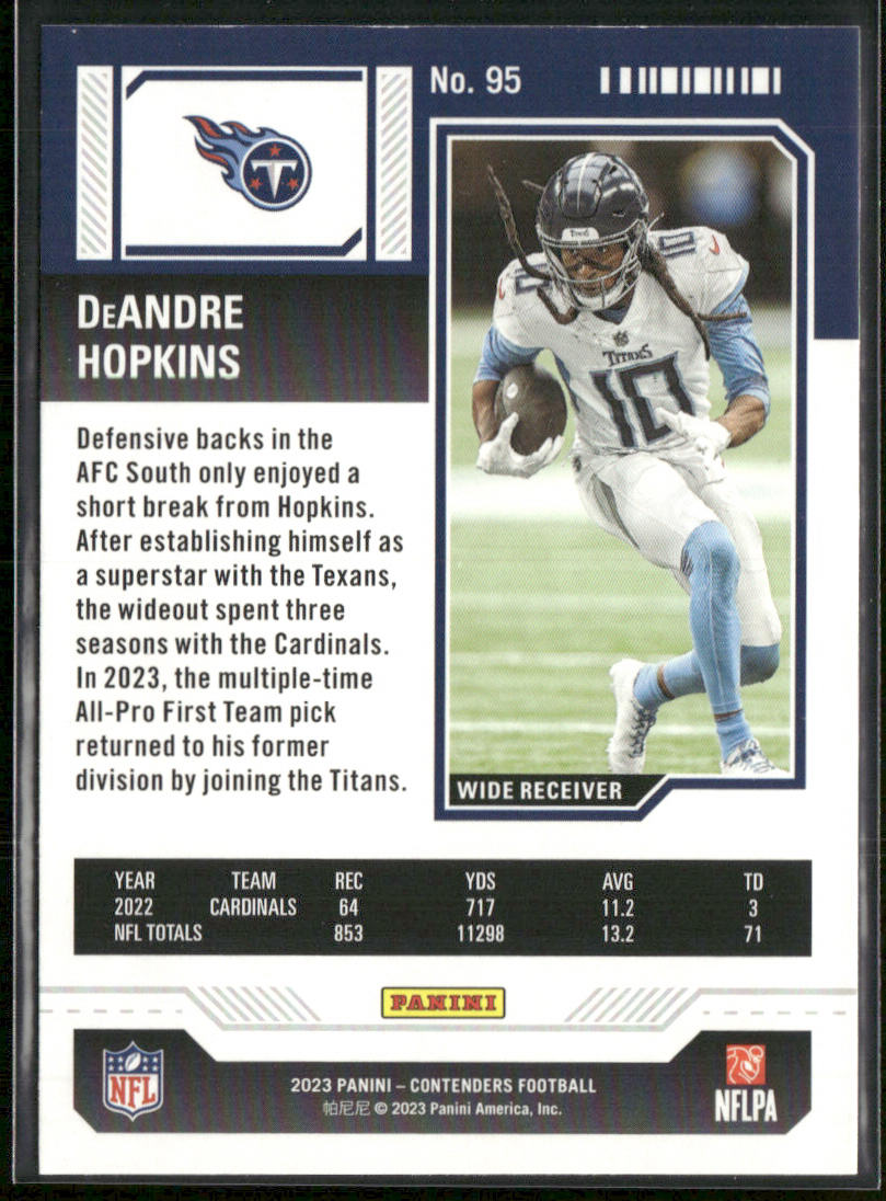 DeAndre Hopkins 2023 Panini Contenders Game Ticket Red #95 Tennessee Titans
