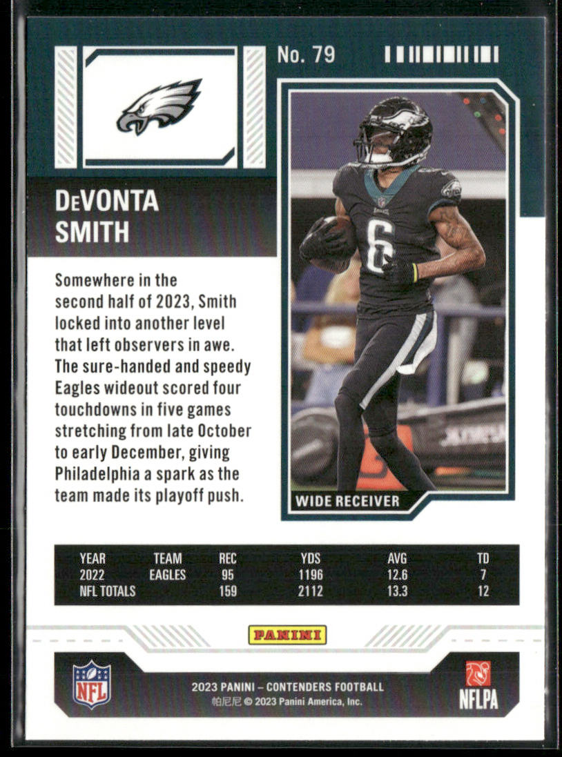 DeVonta Smith 2023 Panini Contenders Game Ticket Bronze #79 Philadelphia Eagles