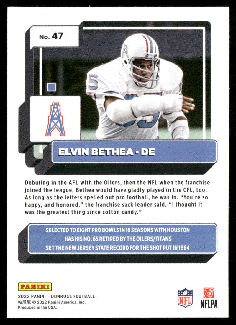 Elvin Bethea 2022 Donruss #47 Houston Oilers