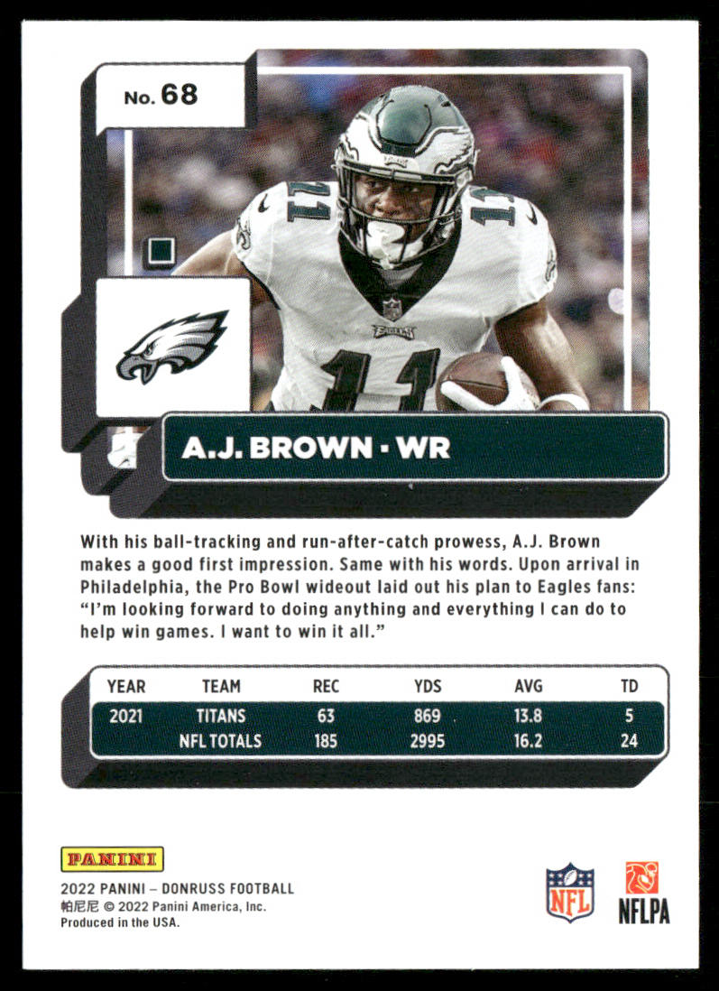 A.J. Brown 2022 Donruss #68 Philadelphia Eagles