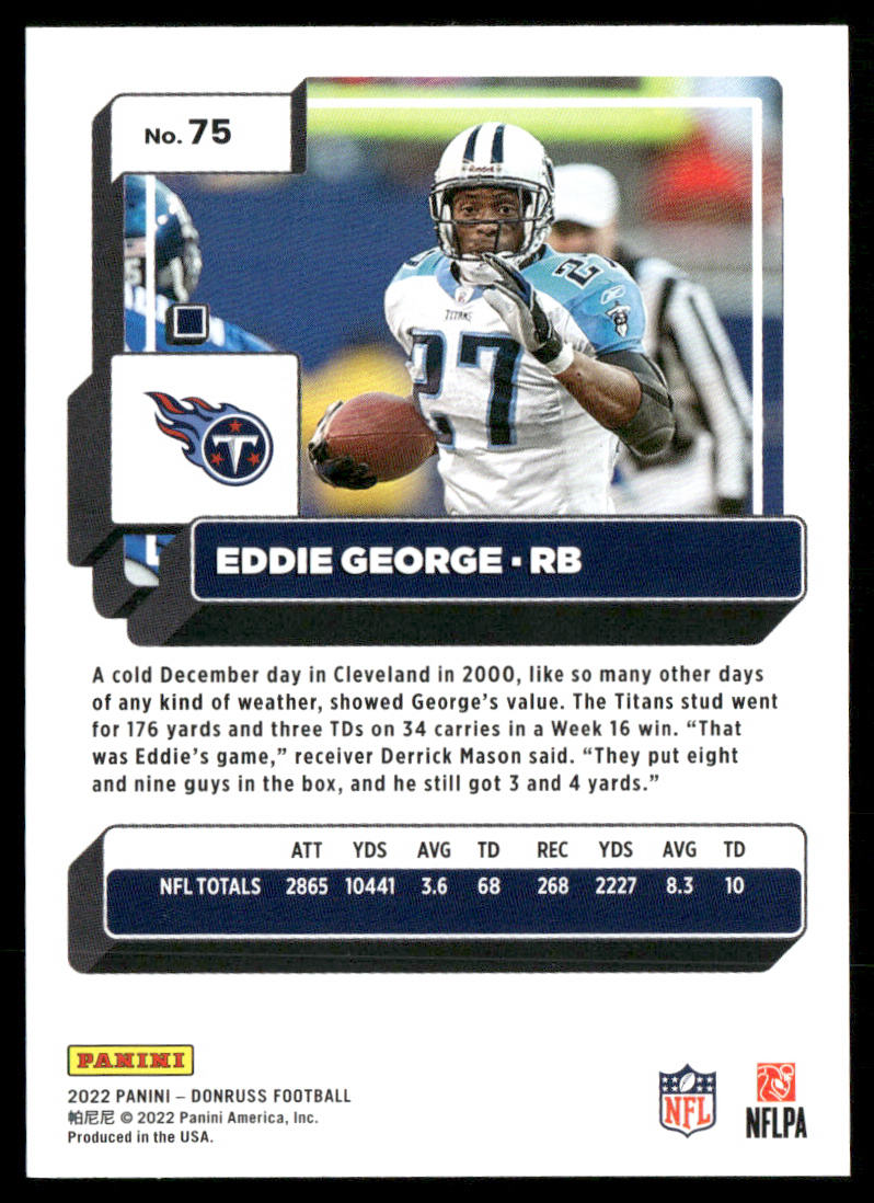 Eddie George 2022 Donruss #75 Tennessee Titans
