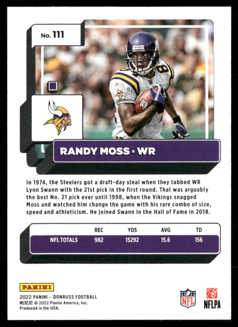 Randy Moss 2022 Donruss #111 Minnesota Vikings