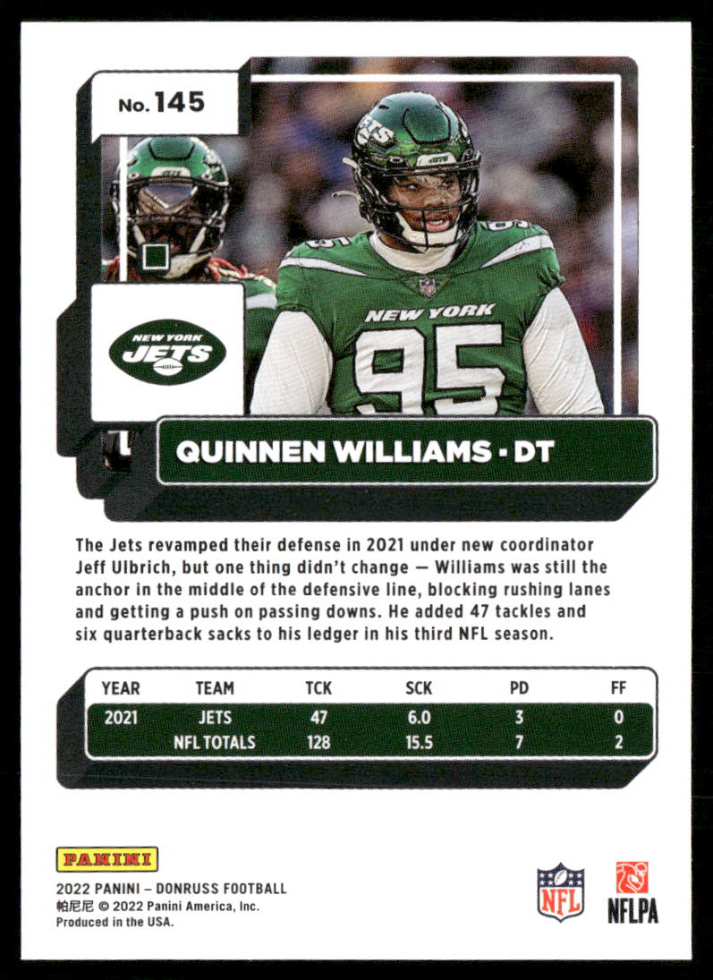 Quinnen Williams 2022 Donruss #145 New York Jets
