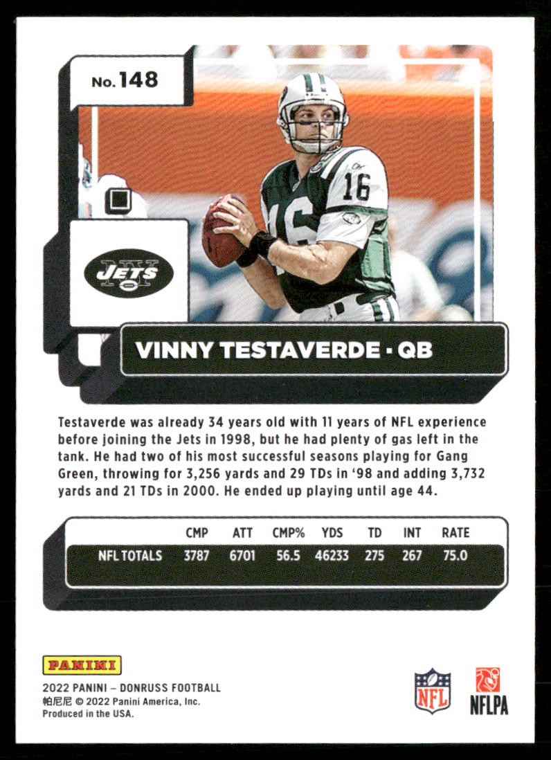Vinny Testaverde 2022 Donruss #148 New York Jets