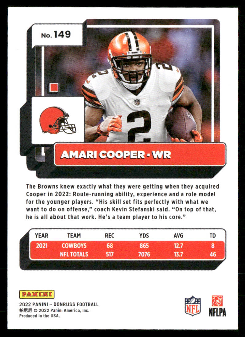 Amari Cooper 2022 Donruss #149 Cleveland Browns