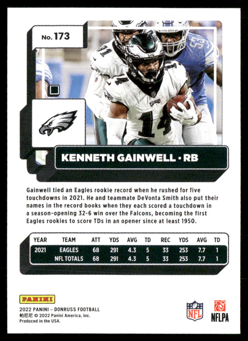 Kenneth Gainwell 2022 Donruss #173 Philadelphia Eagles