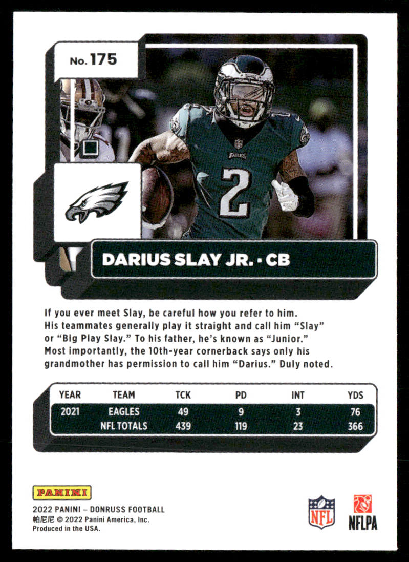 Darius Slay Jr. 2022 Donruss #175 Philadelphia Eagles