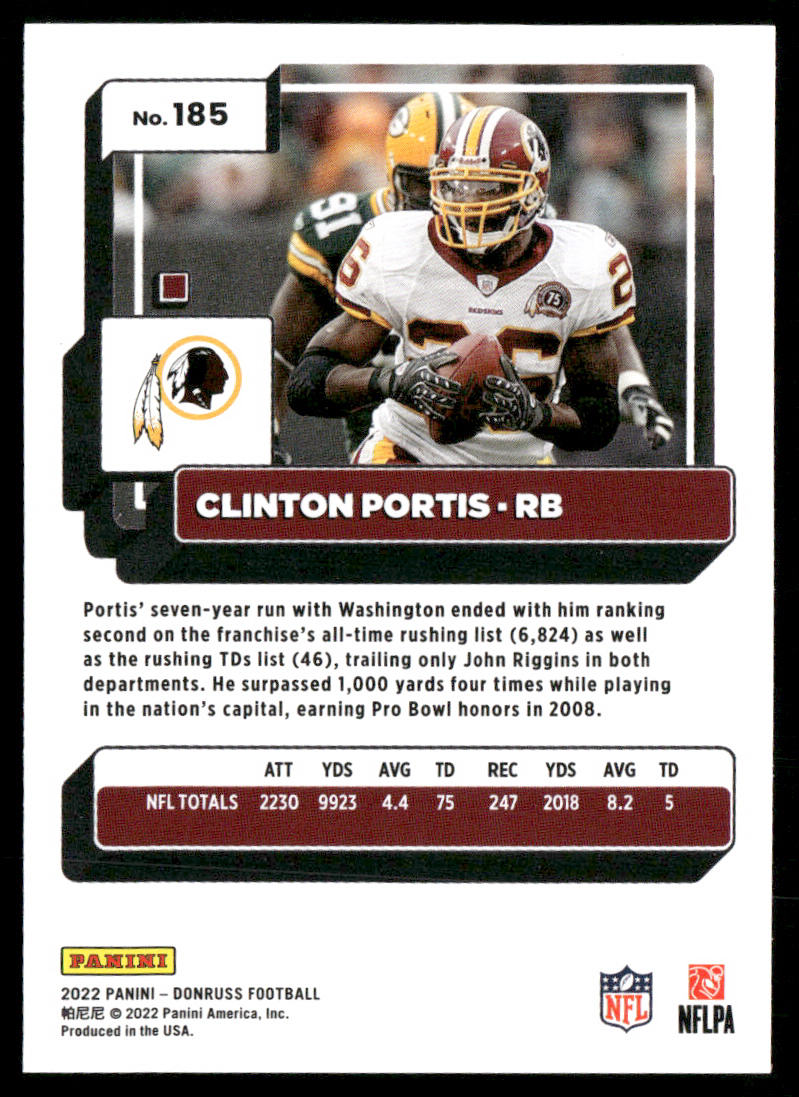 Clinton Portis 2022 Donruss #185 Washington Redskins