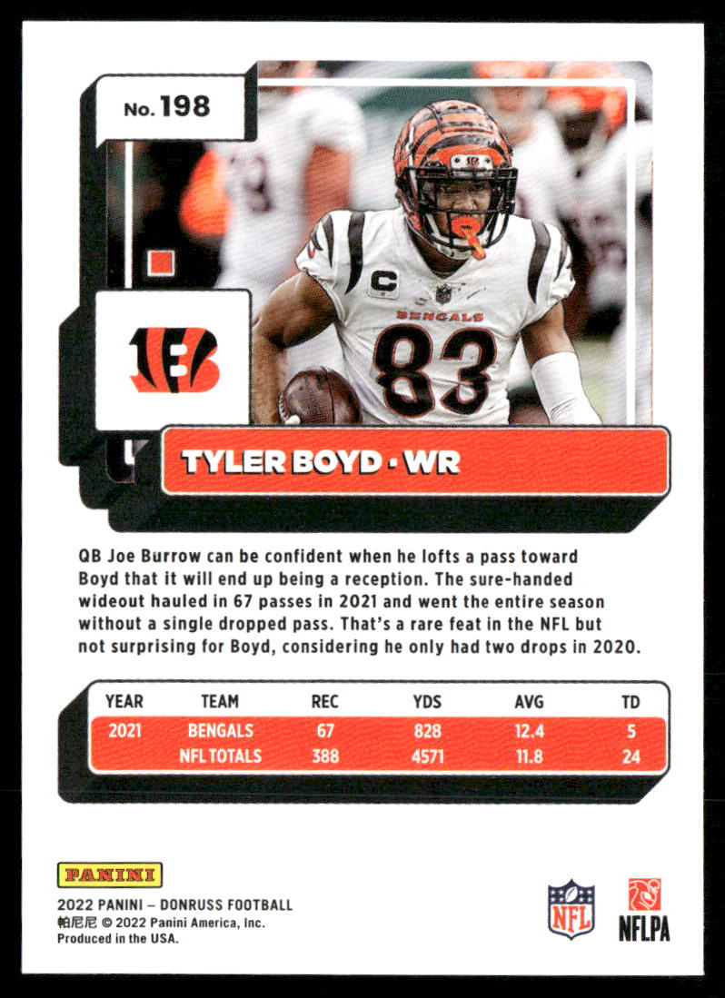 Tyler Boyd 2022 Donruss #198 Cincinnati Bengals
