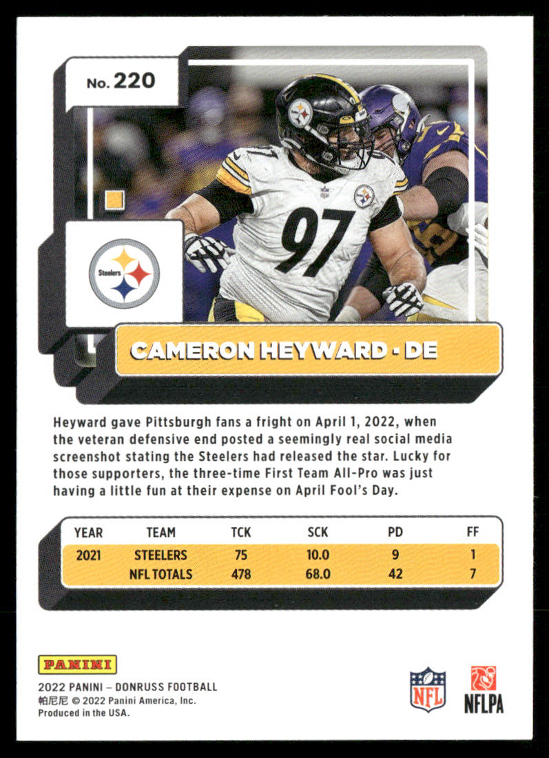 Cameron Heyward 2022 Donruss #220 Pittsburgh Steelers