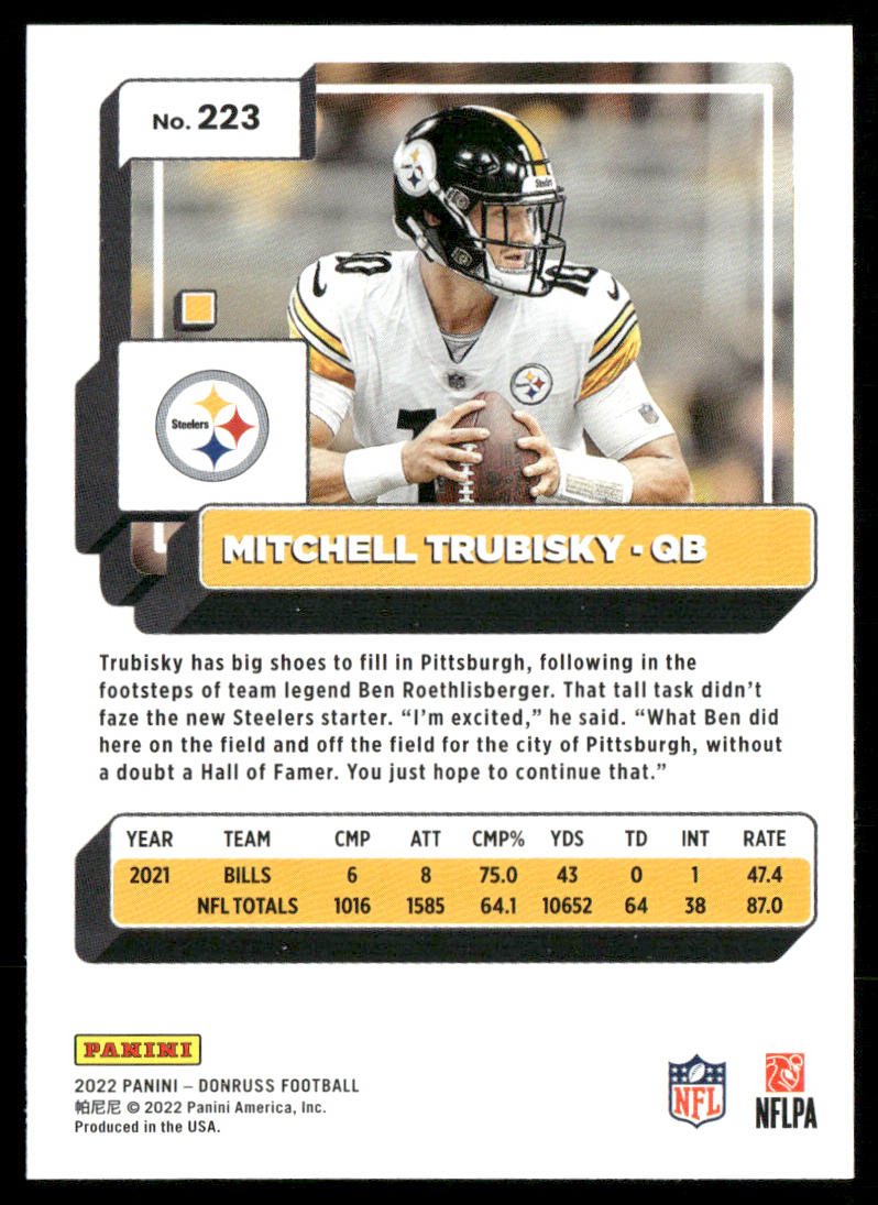 Mitchell Trubisky 2022 Donruss #223 Pittsburgh Steelers