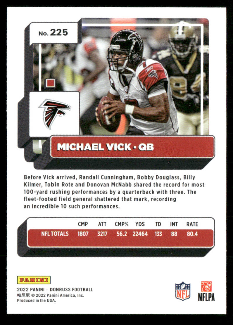 Michael Vick 2022 Donruss #225 Atlanta Falcons
