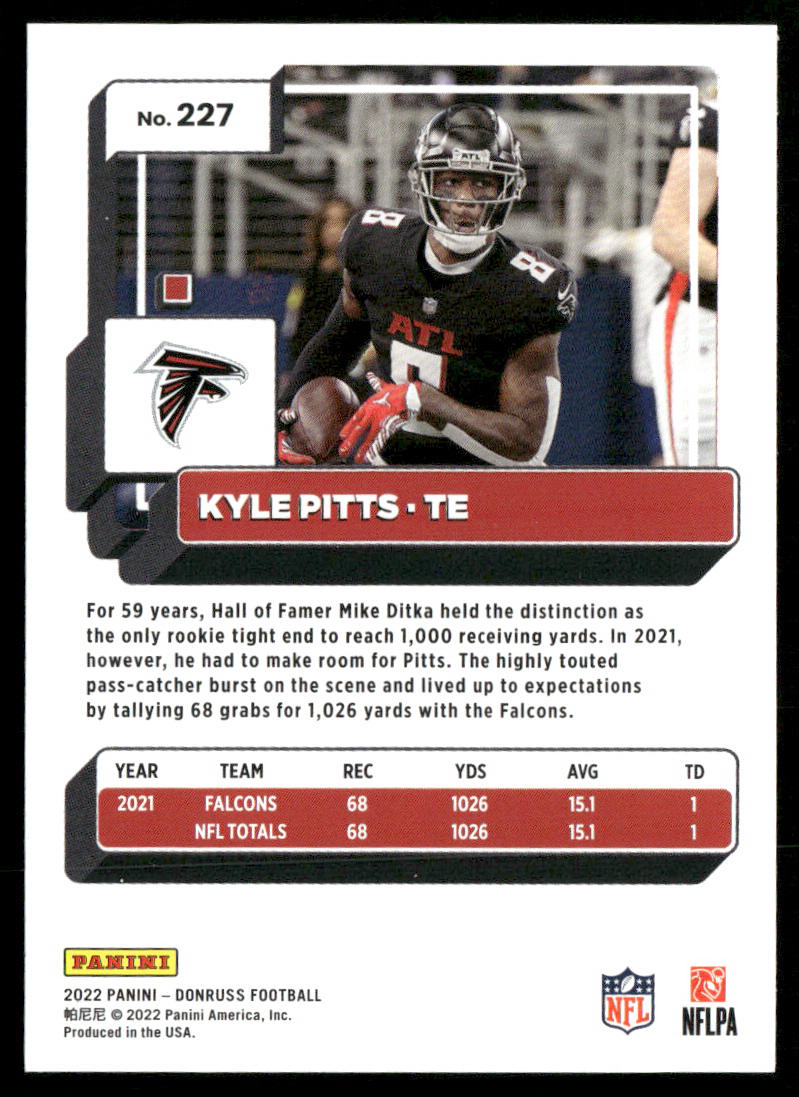 Kyle Pitts 2022 Donruss #227 Atlanta Falcons