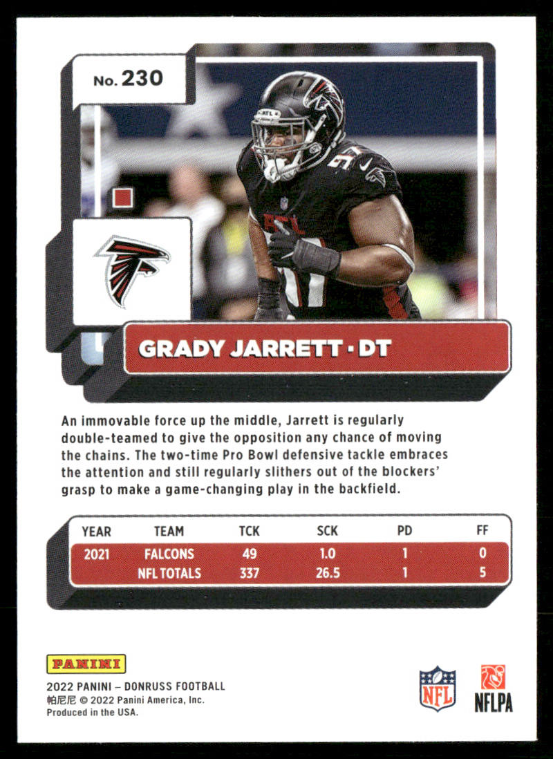 Grady Jarrett 2022 Donruss #230 Atlanta Falcons